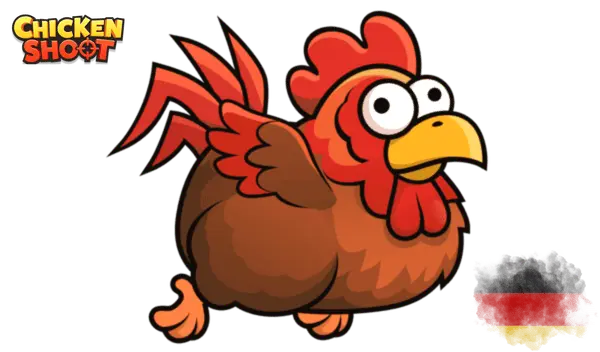 Fliegendes Huhn mit Chicken Shoot Logo